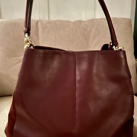 Coach Madison Shoulder Bag Maroon Leather & Suede F35723 - Picture 4 of 10